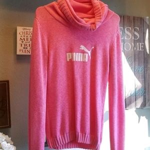 Puma Size Medium Womens Cowl Neck Sweater Pink